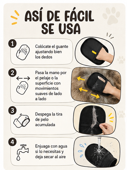 Guante Quitapelos para Mascotas